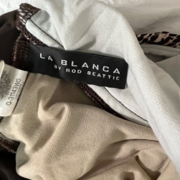 La Blanca One Piece Swimsuit Brown Snakeskin Print Bust Detail Size 8‎ - Picture 7 of 10